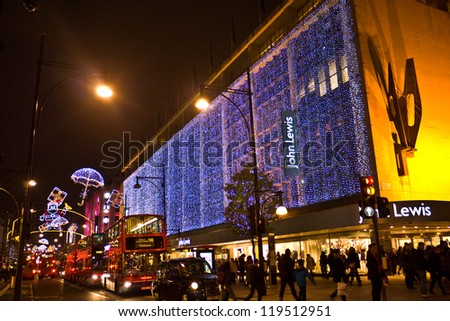 London, Uk-November 16: Shoppers Are Encouraged To London'S West End To Do Their Shopping, By The Christmas Lights And Department Store'S Decorations Along Oxford Street.November 16, 2012 In London Uk