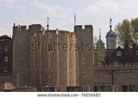 LONDON, UK - APRIL 21: The Famous Tower of London, venue for the Queen's birthday Royal gun salute. April 21, 2011 in London UK.