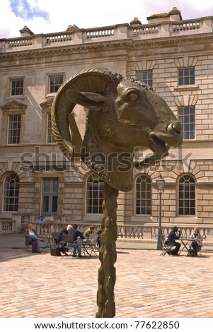 LONDON, UK-MAY 20: Detail of artist Ai Wiwei\'s latest installation at Somerset House. Called Circle of Animals/Zodiac Heads, the sculptures are in bronze. May 20,2011 in London UK. The artist was detained on April 3, 2011 by Chinese authorities.