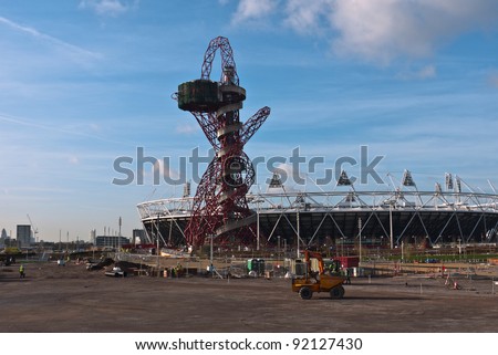 LONDON, UK -JANUARY 6:The Olympic Park with the Orbit Tower and Olympic Stadium  being prepared for The 2012 Olympic Games which will be held in the city of London, June 5, 2010, London, UK