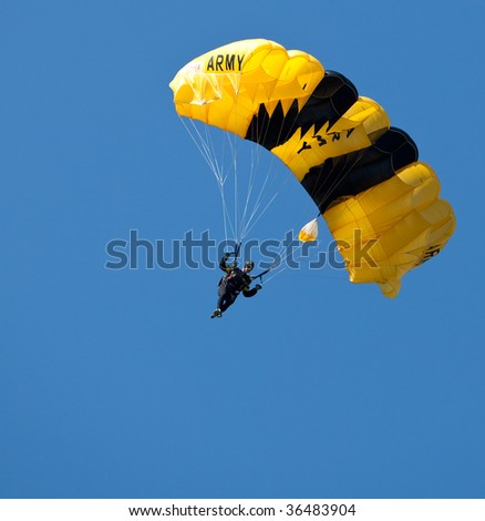 ELLINGTON, CT - SEPT 4:  Sky divers compete in the North American Cup, a sky diving accuracy competition, next to the Ellington Airport on September 4, 2009 in Ellington, Connecticut.