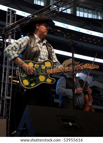 DALLAS - MAY 17.  Eleven Hundred Springs, with Matt Hillyer playing lead, plays country music at the Cowboys Stadium on May 17, 2010 at Dallas, Texas.