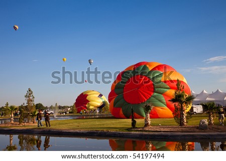 EL PASO, TEXAS - MAY 29:  The 25th annual KLAQ International Balloonfest was held at Grace Gardens with over 30 hot air balloons launched on the morning of May 29, 2010 at El Paso, Texas.