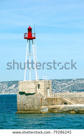 Light beacon at the entrance of Marseille harbor
