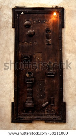 a view of an authentic arabian wooden door