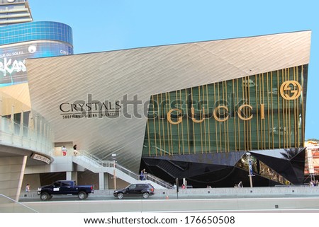 LAS VEGAS, NEVADA, USA - OCTOBER 21, 2013 : Crystals mall in Las Vegas. Shopping and entertainment center \