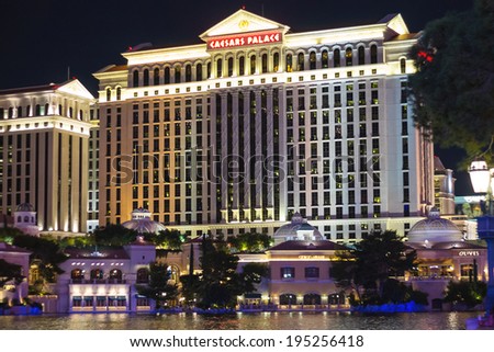 LAS VEGAS, NEVADA, USA - OCTOBER 25, 2013 :  Caesar\'s Palace on the Vegas Strip in Las Vegas, Caesar\'s Palace hotel opened in 1966 and has a Roman Empire theme.