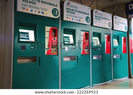 ROME, ITALY - MAY 03, 2014: Commuter ticket offices at Termini in Rome, Italy