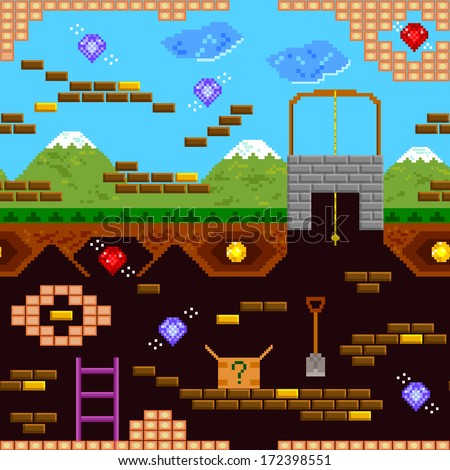 seamless pattern of retro style video game seamless pattern of retro style video game