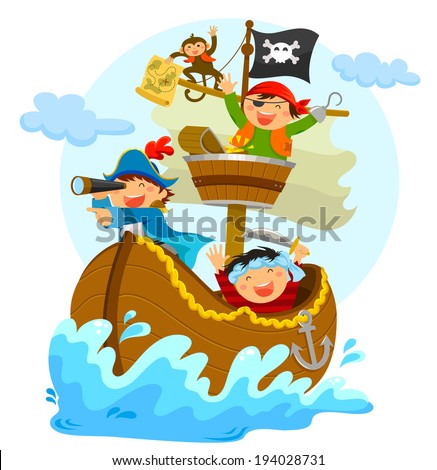 happy pirates sailing in their pirate ship happy pirates sailing in their pirate ship