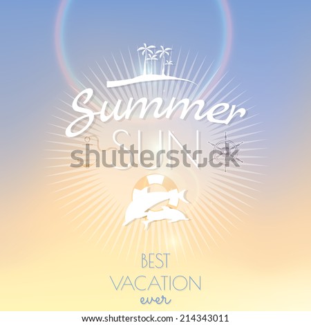Summer sun creative poster light colors background