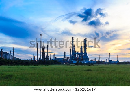 oil refinery plant at twilight morning
