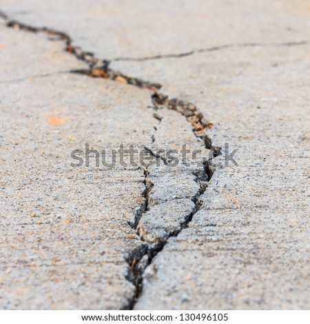 close up of crack cement road