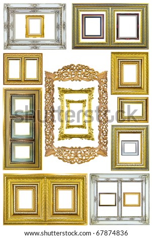collection of wood photo image frame isolated