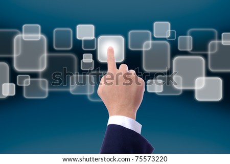 hand pushing button on touch screen