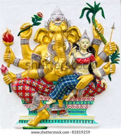 Indian or Hindu God Named Udhawa Ganapati at temple in thailand