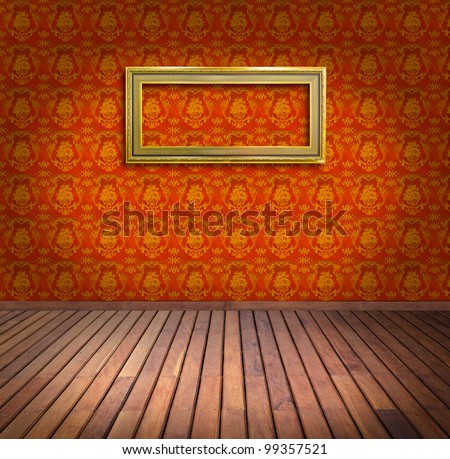 vintage frame in yellow wallpaper room