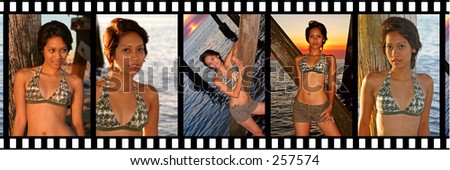 Film strip images of a swimwear shoot...