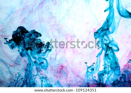 Pouring haze Description: Blue and pink ink in the water