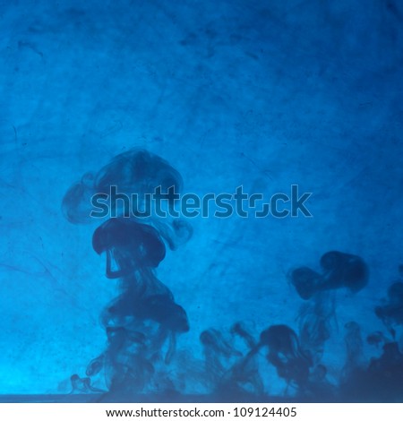 Smoky mushrooms Description: Blue ink in the water