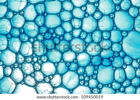 Blue see through Description: Soap bubbles on blue water