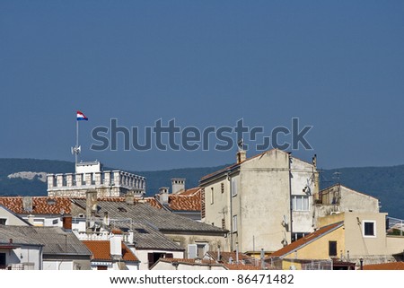 Panoramic view on the urban part of Novi Vinodolski with it`s roofs and buildings