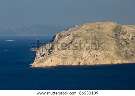 View on the cape of the barren land of the island Prvic