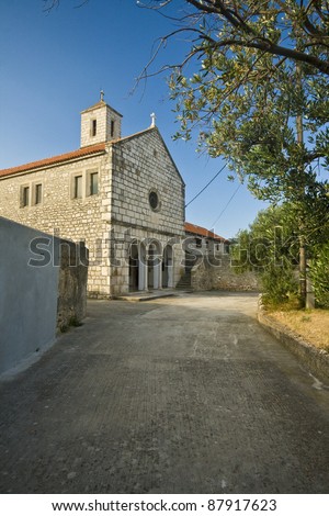 Monastery of the Holy cross in island Krapanj, smallest inhabited island of Adriatic sea. Monastery was built in 1523. The most valuable exhibits: \