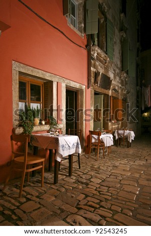 Romantic restaurant at night