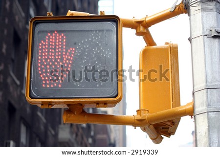 don\'t walk, new york traffic light. pedestrian stop sign.