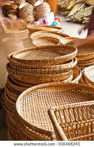 Bamboo basket in market
