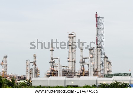 scenic of petrochemical oil refinery plant shines at a day shot