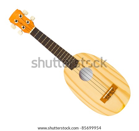 hawaiian traditional instrument ukulele guitar on white background