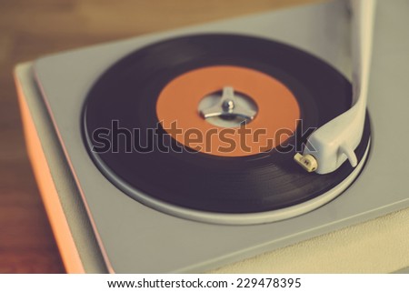 Retro record player from the sixties, close up