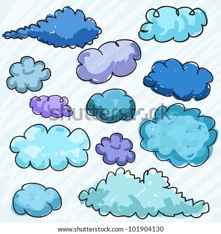 Hand Drawn Clouds, Vector - 101904130 : Shutterstock