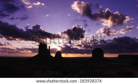 Monument Valley 07 Sunrise Left & Right Mitten Butte Arizona and Utah