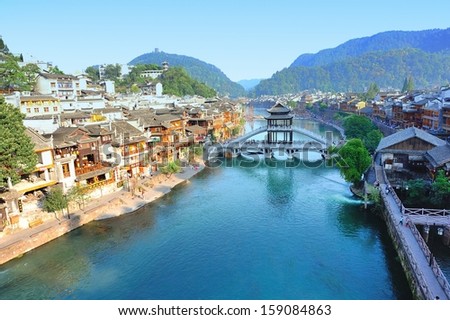 FENGHUANG - OCT 12:Beautiful landscape of Fenghuang ancient town on Oct 12, 2013 in Fenghuang , China.Fenghuang ancient town was added to UNESCO World Heritage Tentative List in the Cultural category