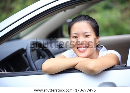 woman driver sit interior car