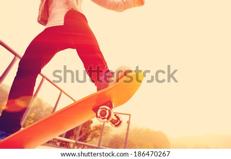 skateboarding woman