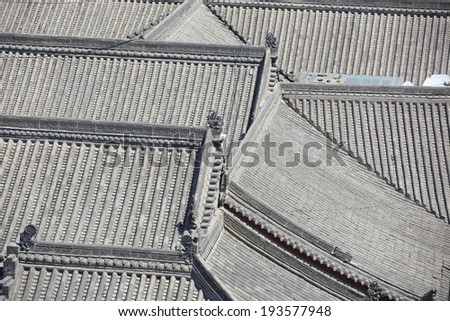 chinese tiled roof in xian,china