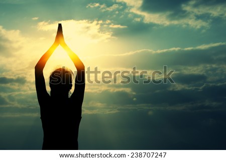 healthy yoga woman meditation at sunrise seaside