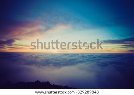 beautiful rolling clouds and sunrise landscape