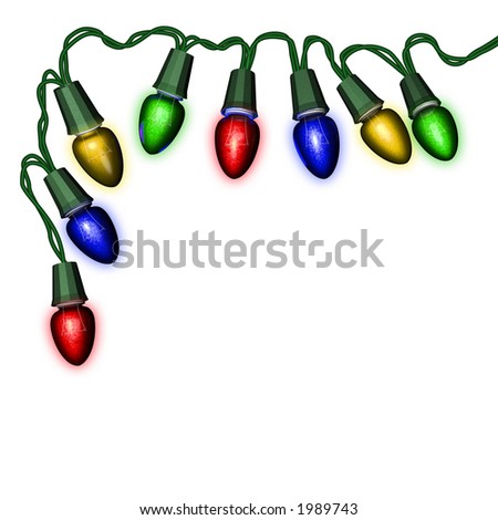 Christmas Lights on String Of Christmas Lights On White    For Animated Version Search