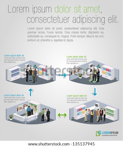Template of a work process with business people in offices Template of a work process with business people in offices