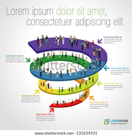Template for advertising brochure with business people on spiral work flow Template for advertising brochure with business people on spiral work flow