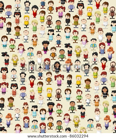 Background / wallpaper / texture of funny cartoon people
