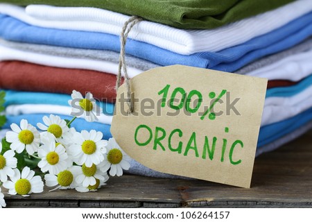 stack of  clothing with organic label