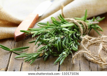 Organic Bunch Of Fresh Rosemary On The Table