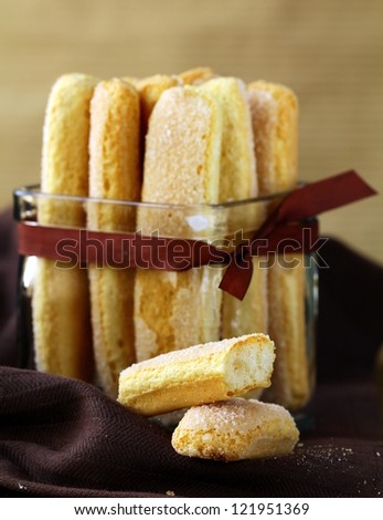 Traditional Italian sugar biscuit cookies savoiardi