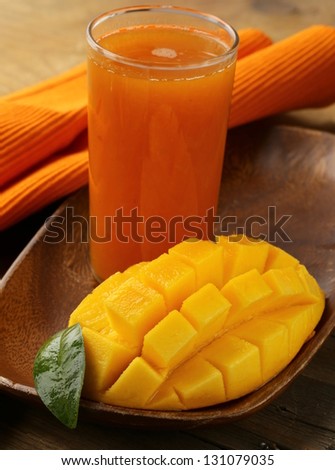 fresh mango juice and mango fruit